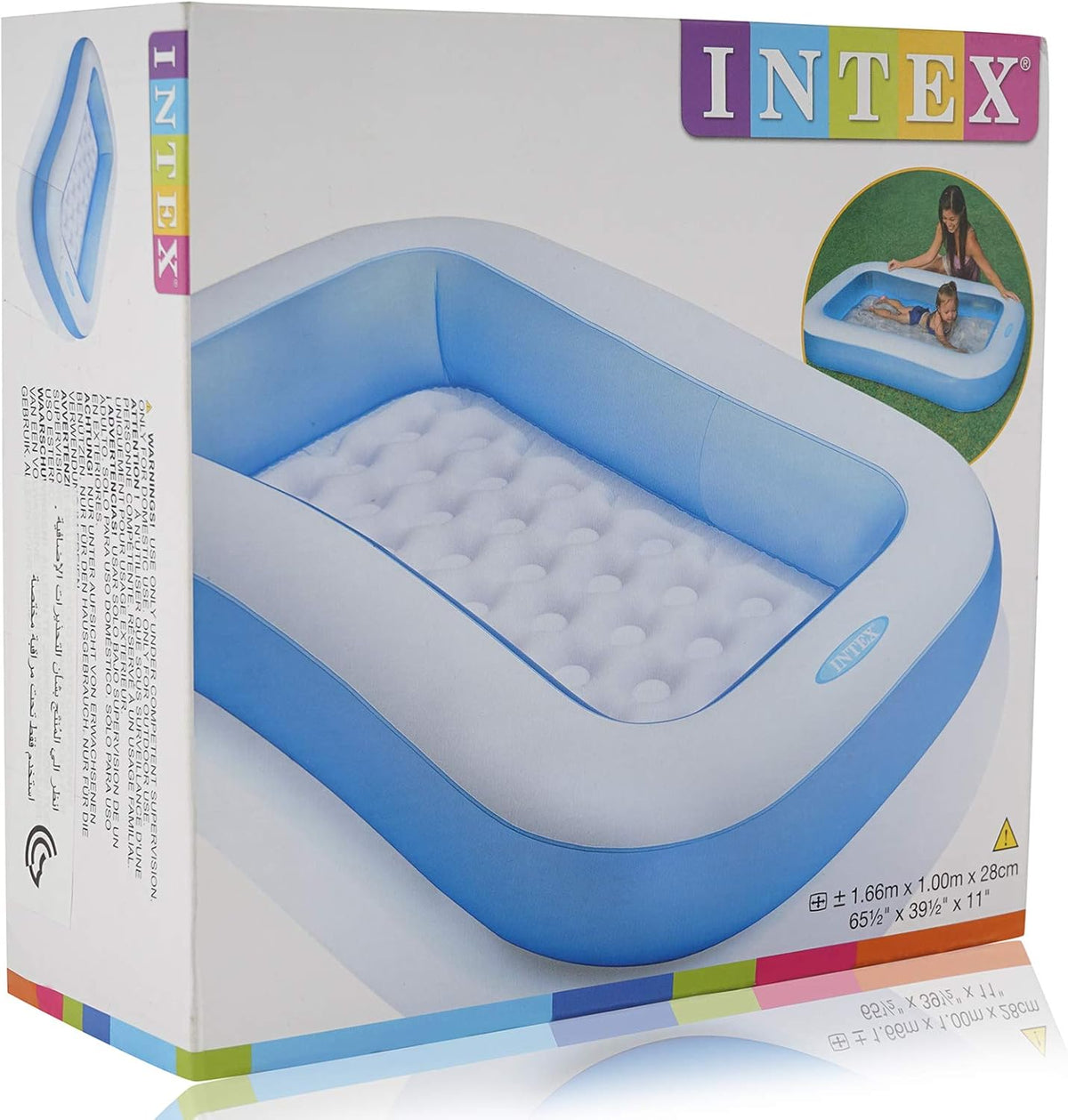 Blue Inflatable Intex Small Logo Intex Rectangular Inflatable Kiddie Pool Blue – The Entertainer Pakistan