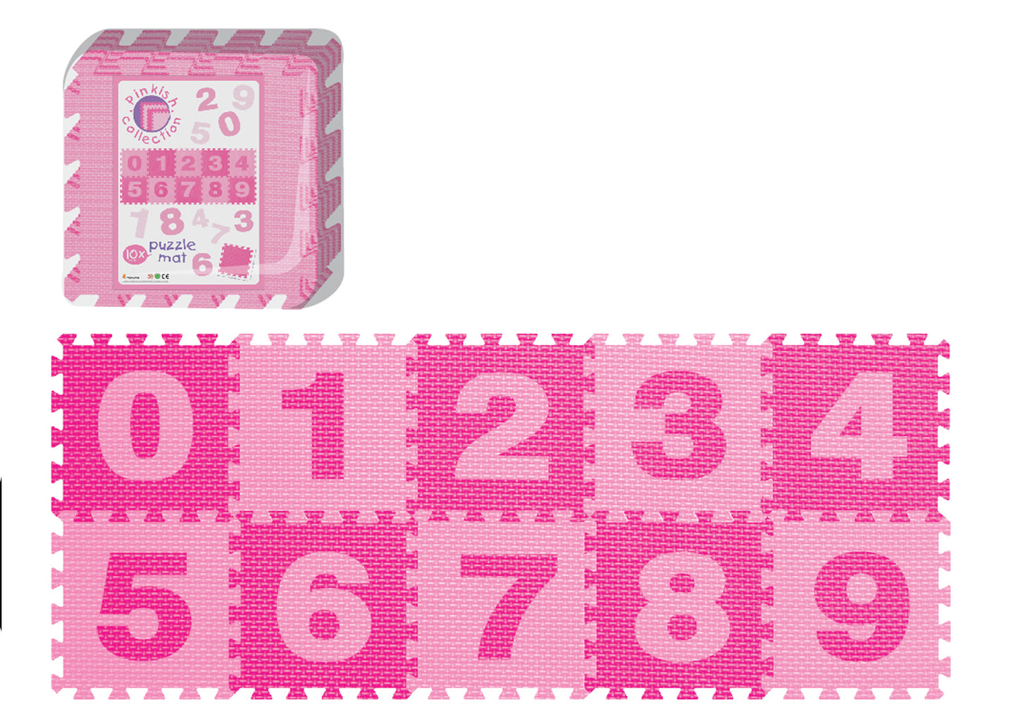 Power Joy Pink Puzzle Mat Number 30x30cm 10-Pieces