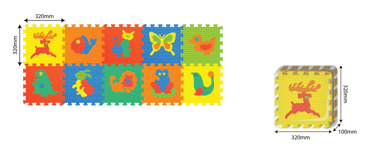 Power Joy - Puzzle Mat Animal 30 x 30cm 10pcs