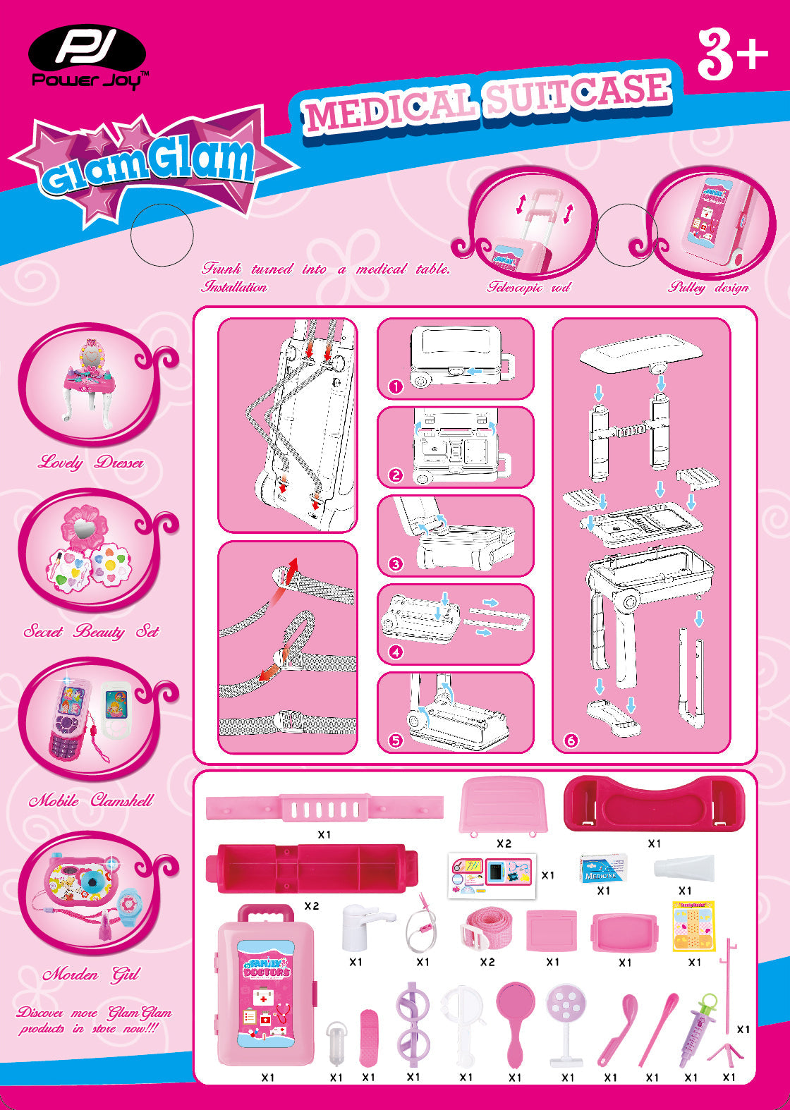 Power Joy - Glamglam Medical Suit Case - Pink