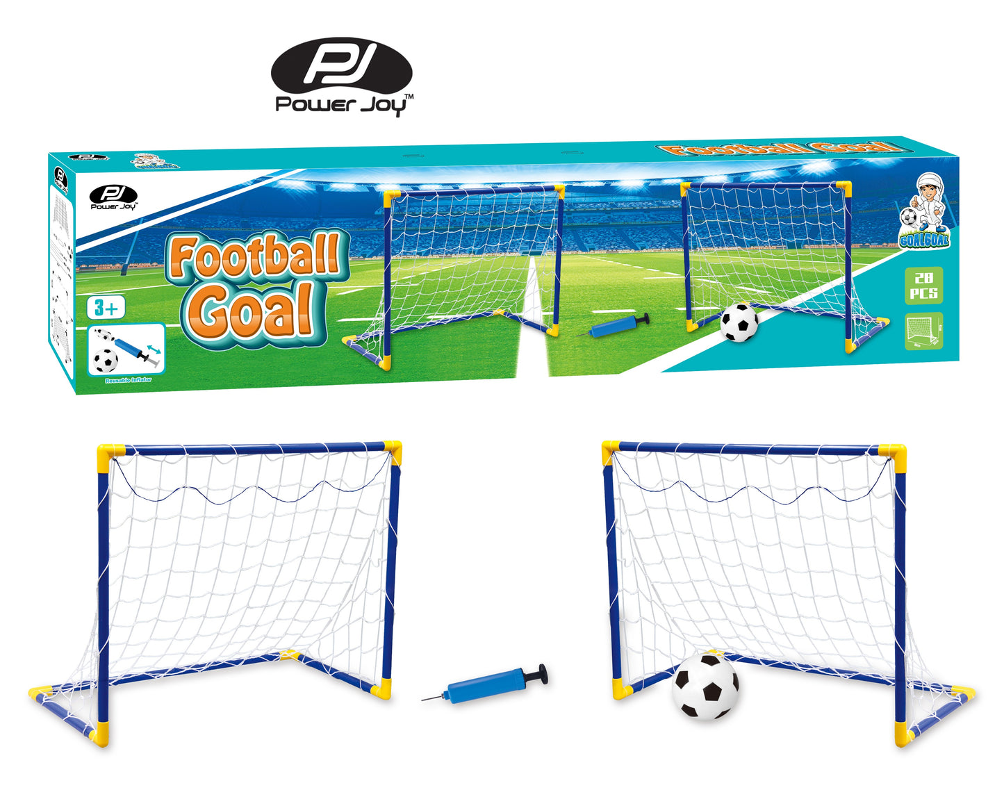 Power Joy Goal Football 2 Goal Set Blue
