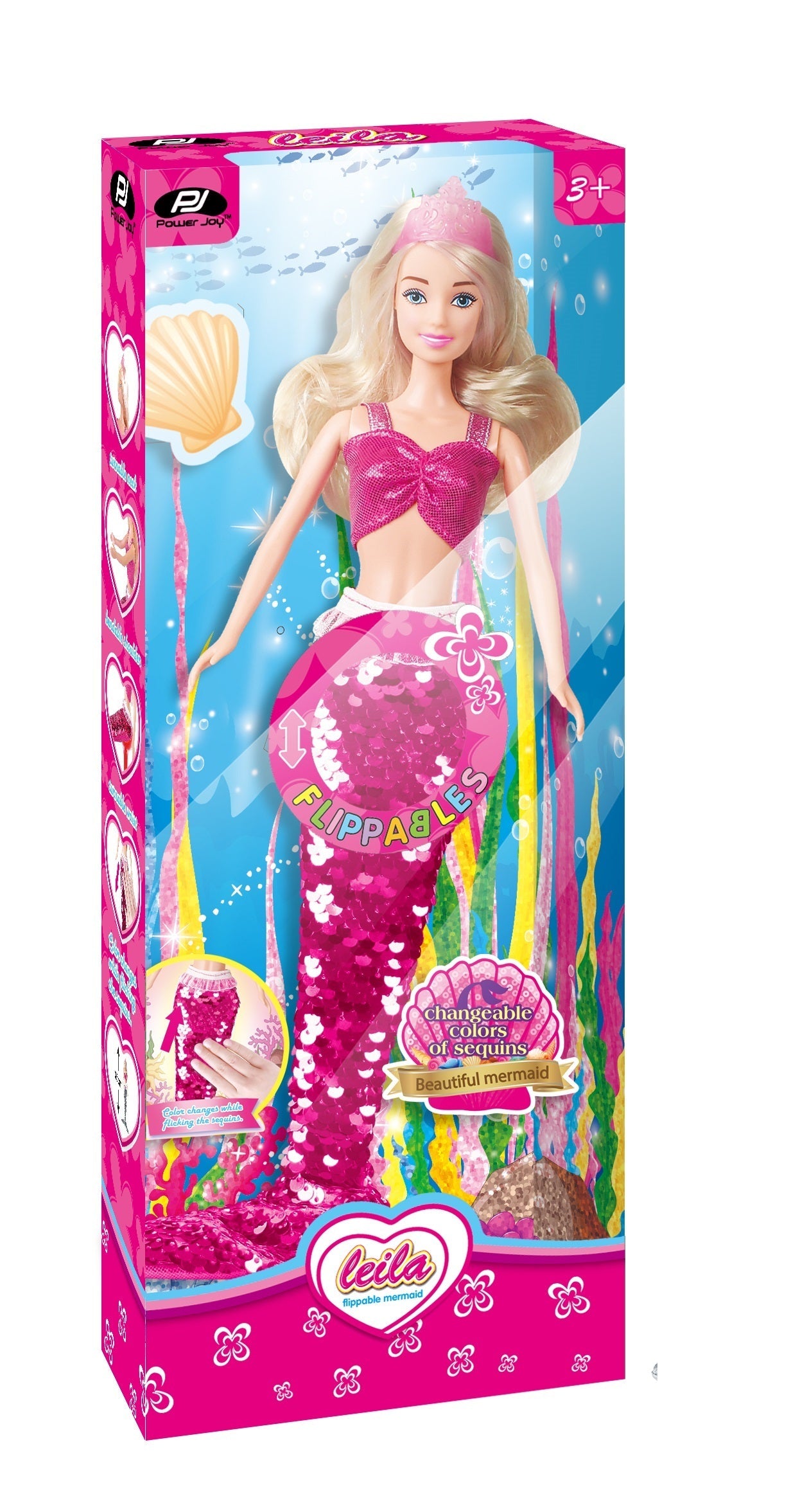 Power Joy Leila Flippable Mermaid (Color Vary)