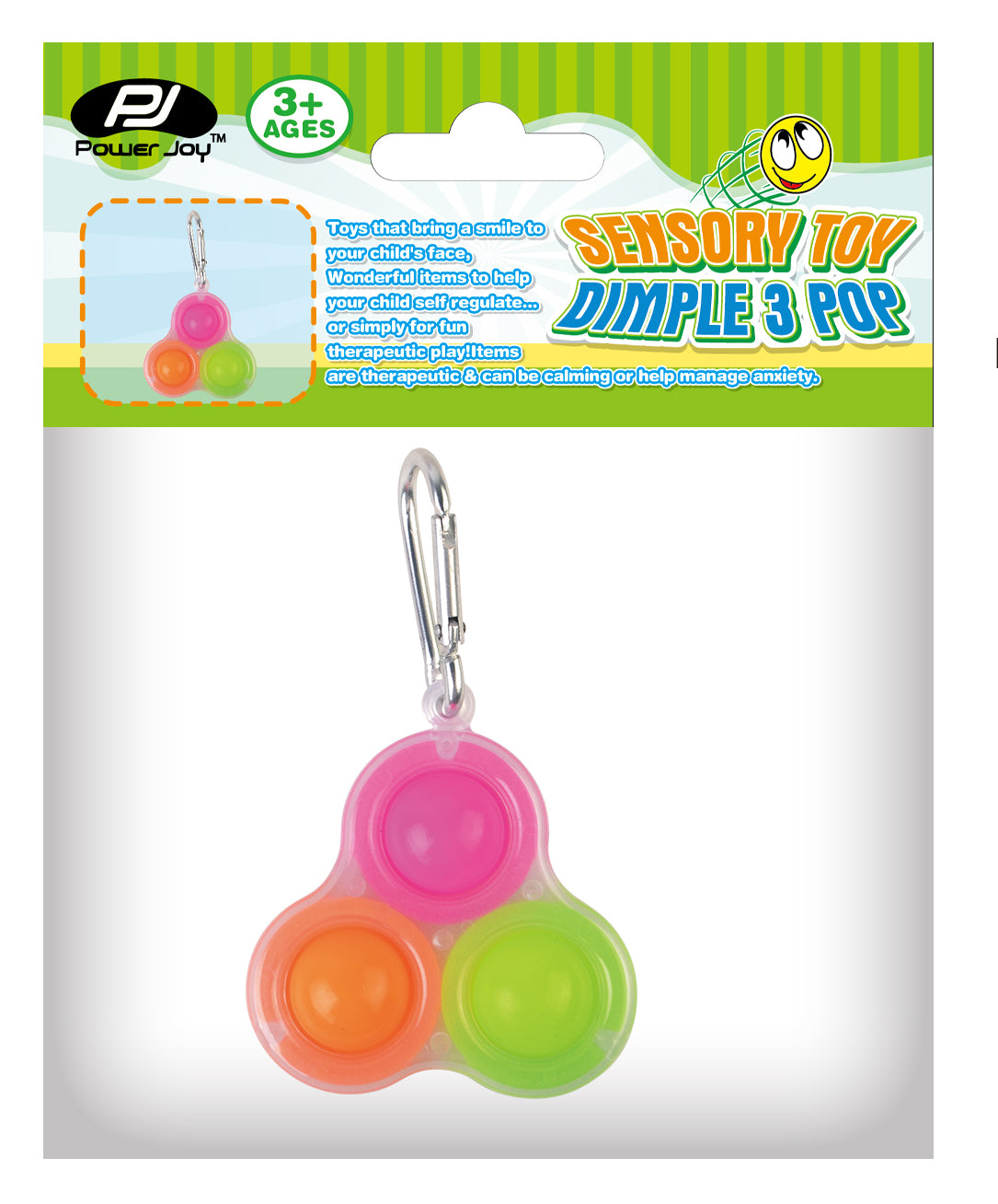 Fidget Toy Dimple 3 Pop Keychain (Styles Vary - One Supplied)