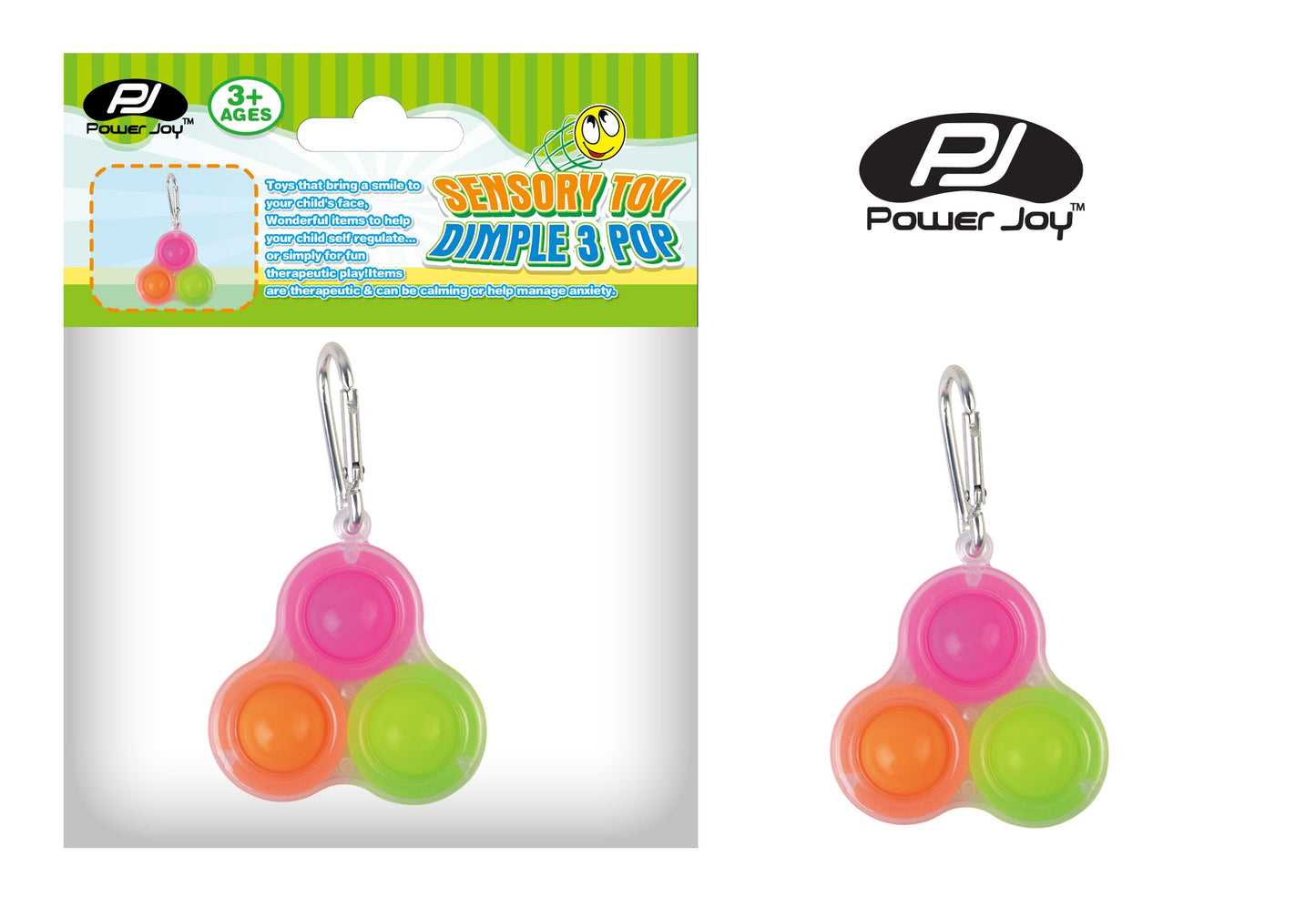 Fidget Toy Dimple 3 Pop Keychain (Styles Vary - One Supplied)