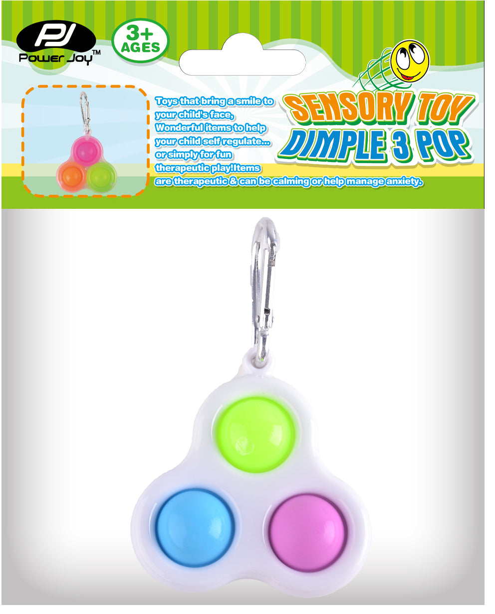 Fidget Toy Dimple 3 Pop Keychain (Styles Vary - One Supplied)