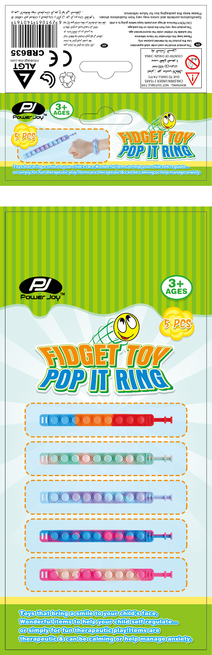 Fidget Toy Pop It Ring 5Pcs
