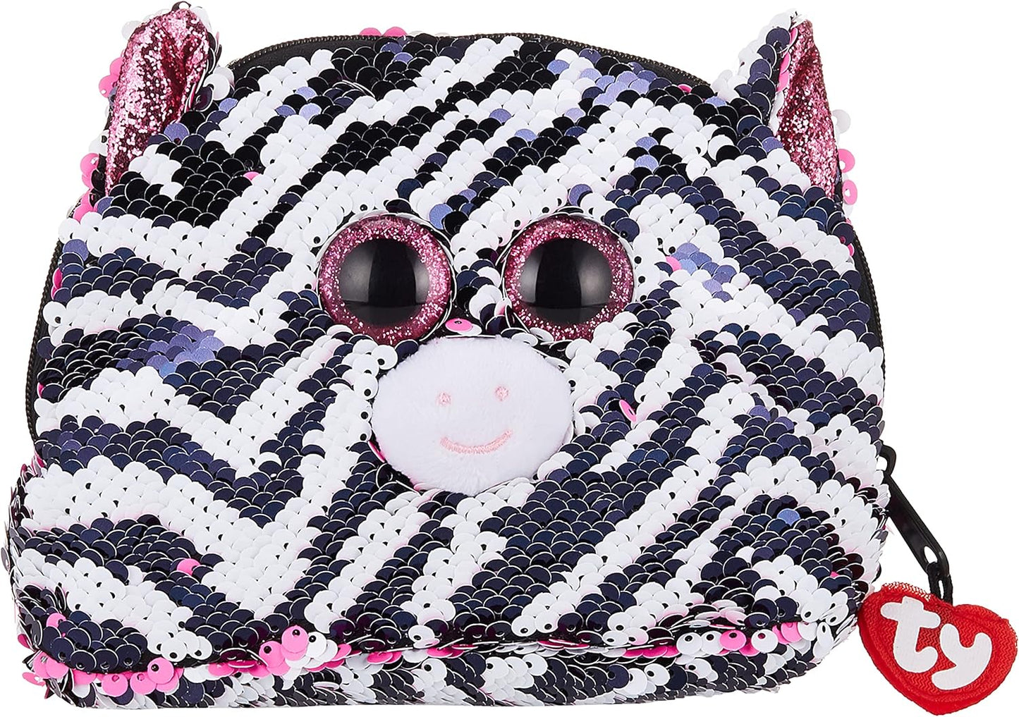 TY Fashion Pink Zebra Cat Sequin Accessory Bag
