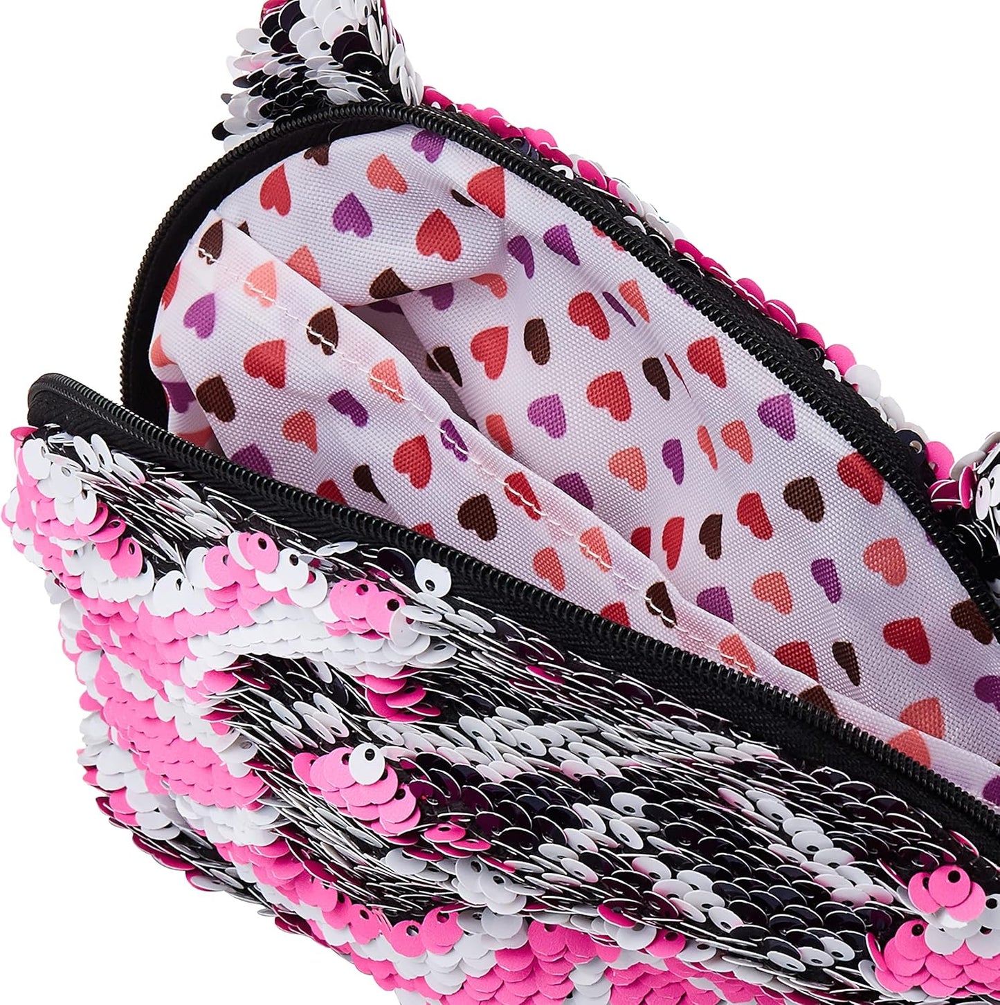 TY Fashion Pink Zebra Cat Sequin Accessory Bag