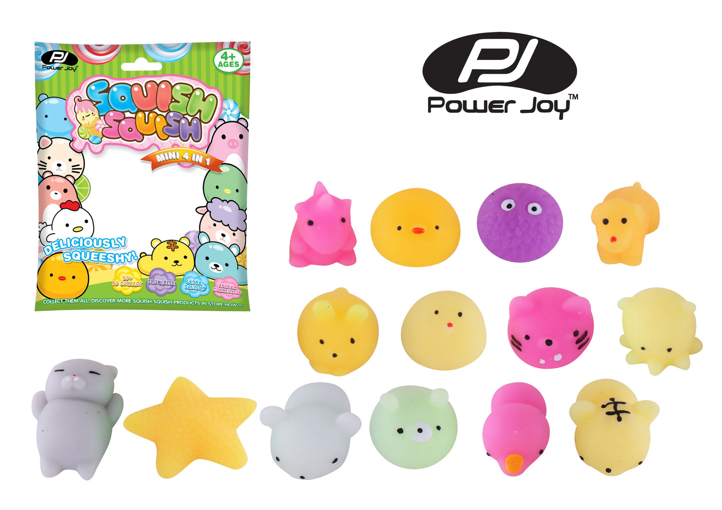 Power Joy Squish Squish Animal Mini 4 In 1 (Styles Vary)