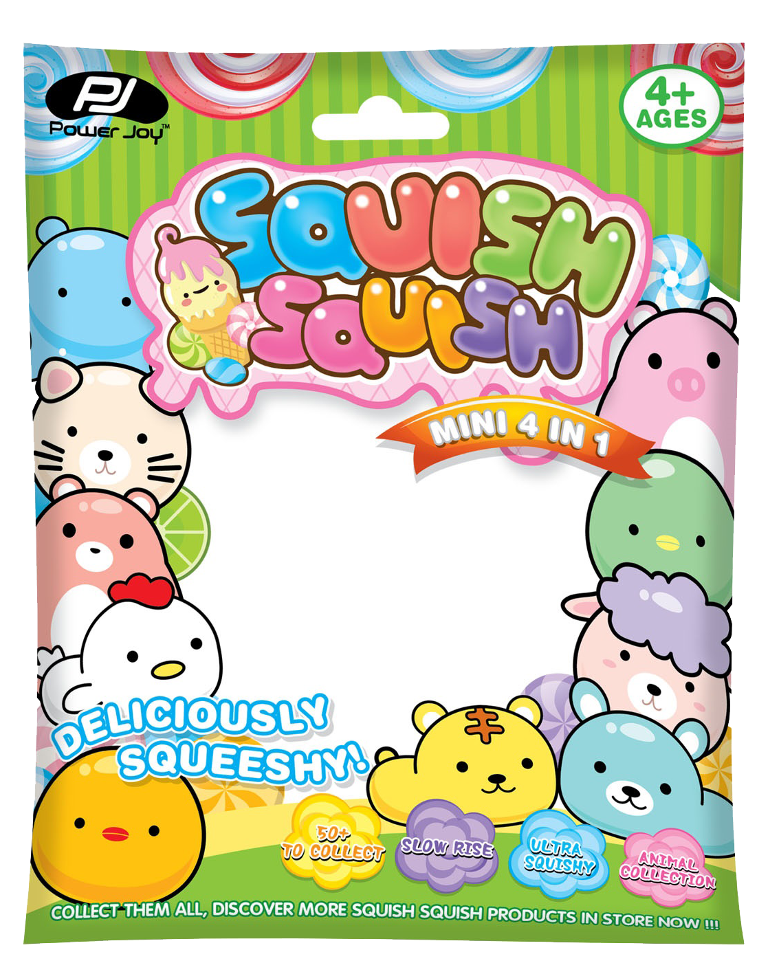 Power Joy Squish Squish Animal Mini 4 In 1 (Styles Vary)