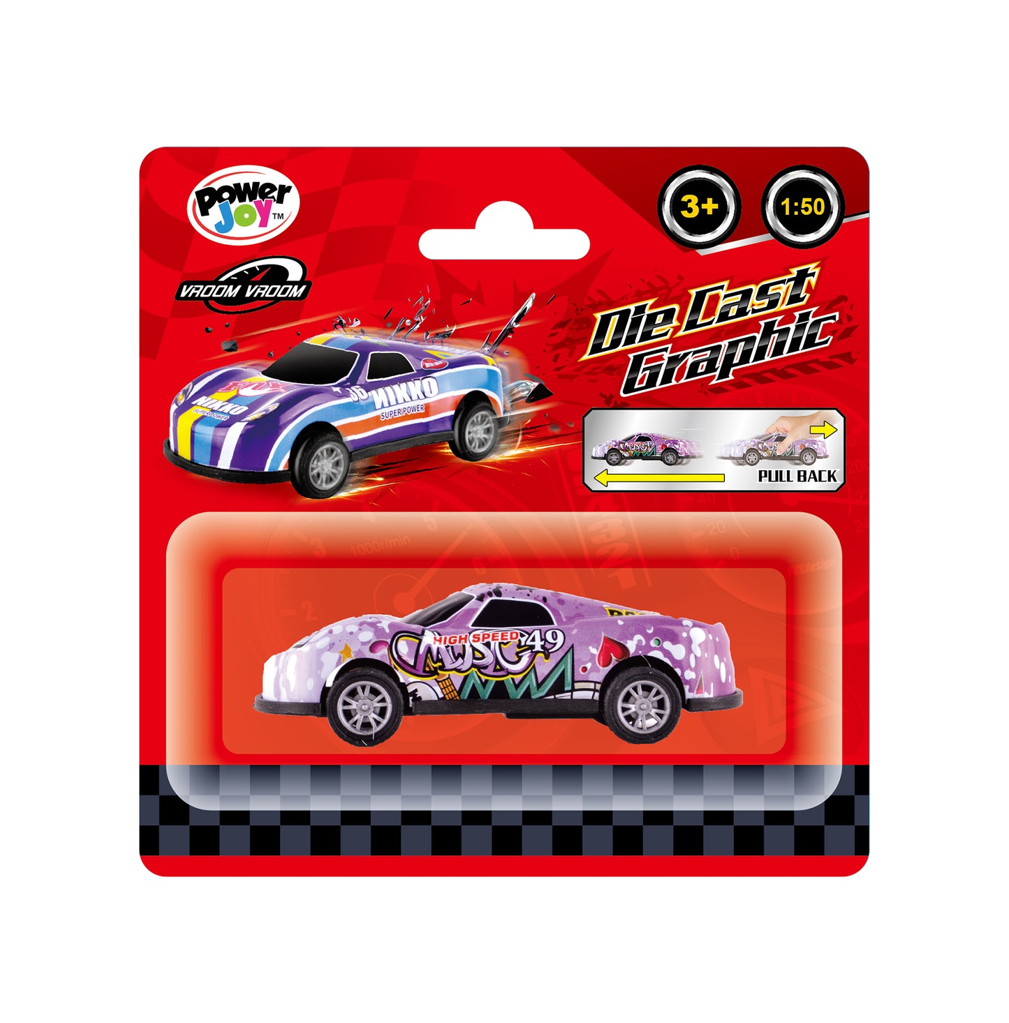Power Joy - Vroom Vroom Die-Cast Graphic Car (Styles Vary - One Supplied)