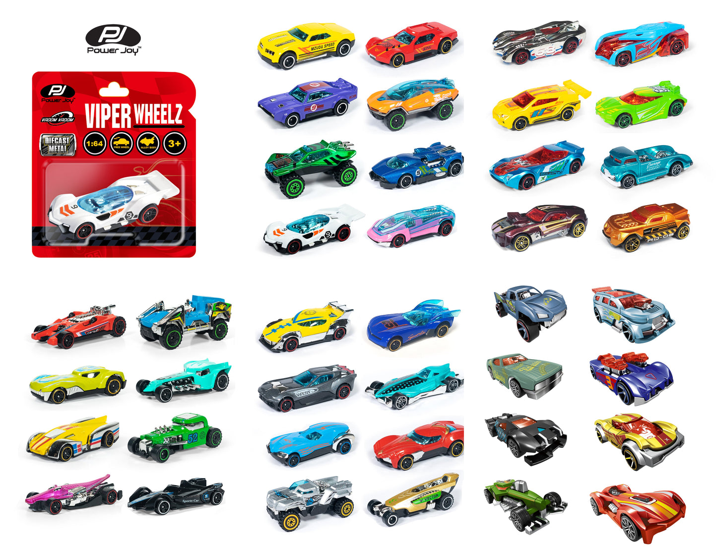 Power Joy Vroom Vroom 1:64 Scale Die Cast Viper-DC (Styles Vary - One Supplied)