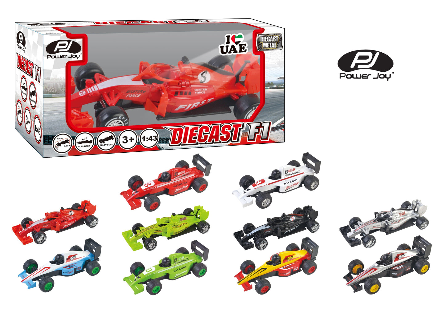 Power Joy Vroom Diecast F1 1/43 (Styles Vary - One Supplied)