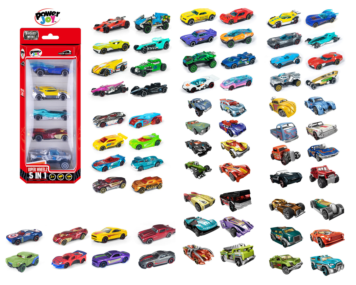 Power Joy Vroom Vroom Diecast 1/64 Viper Wheelz 5 In 1