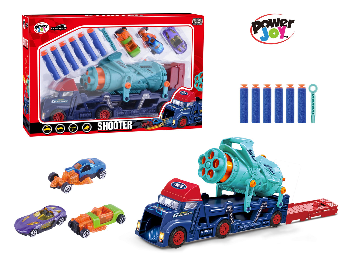 Power Joy - Vroom Vroom Diecast Shooter - 11 Pcs