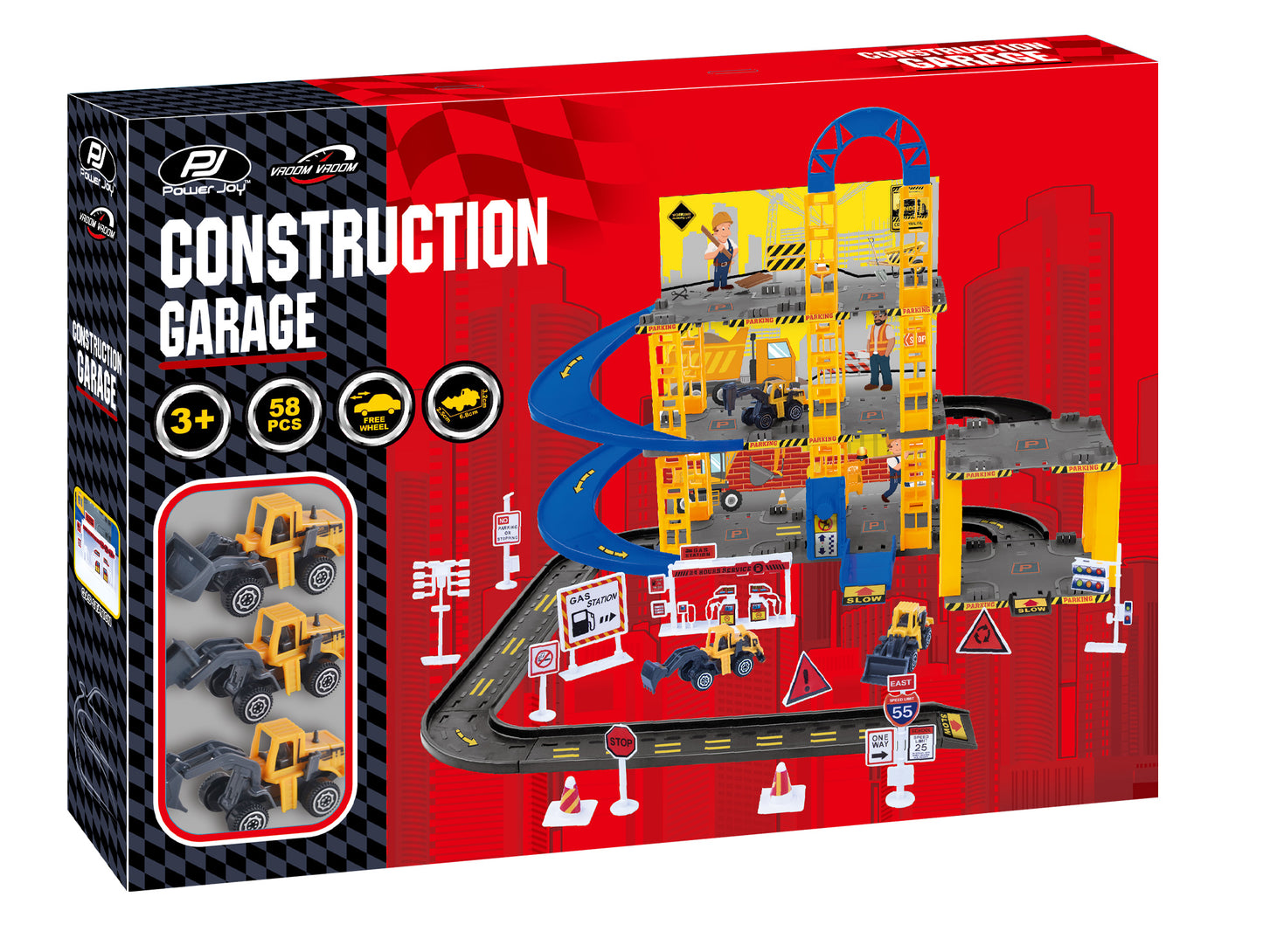 Power Joy - Vroom Vroom Construction Garage With 3 Cars