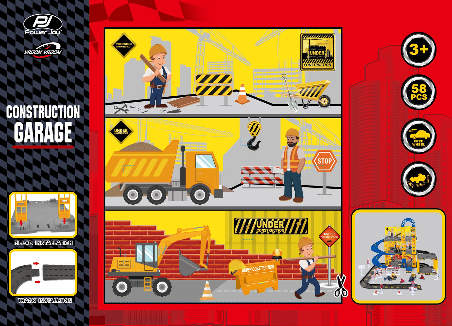 Power Joy - Vroom Vroom Construction Garage With 3 Cars