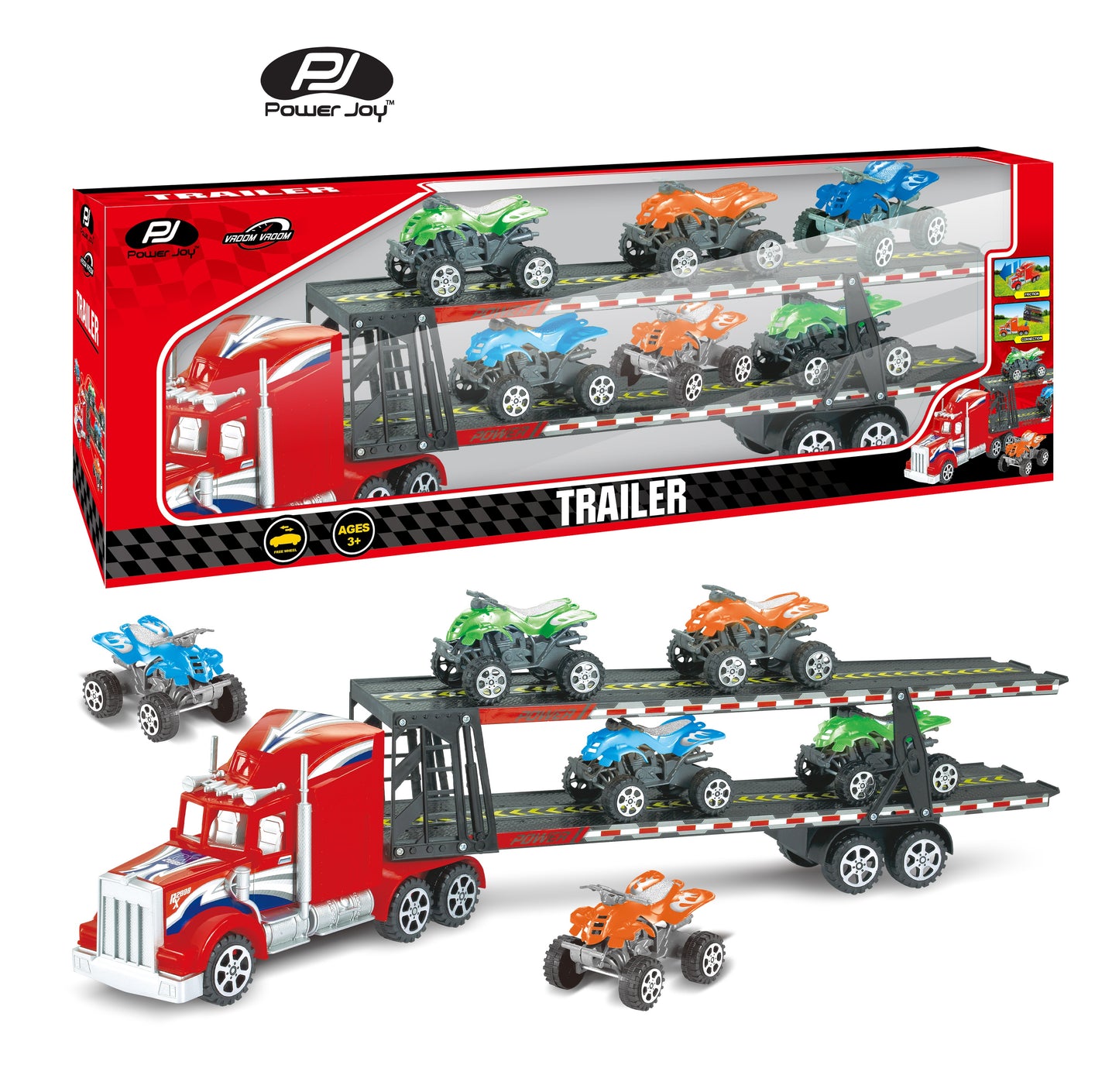 Power Joy Vroom Vroom Trailer Car Set 6 Pcs