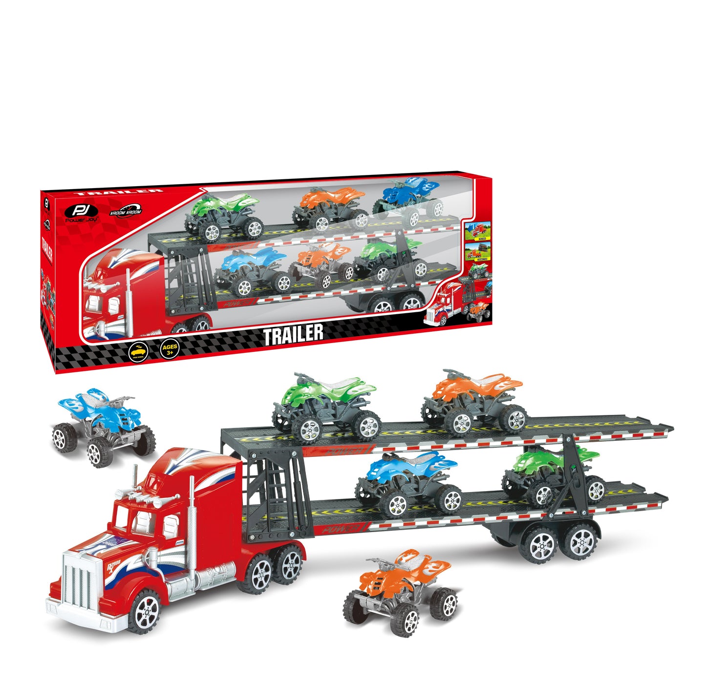 Power Joy Vroom Vroom Trailer Car Set 6 Pcs