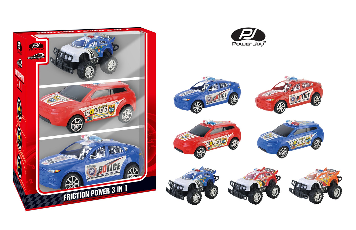 Friction Power 3 IN 1 1/18 Diecast Cars