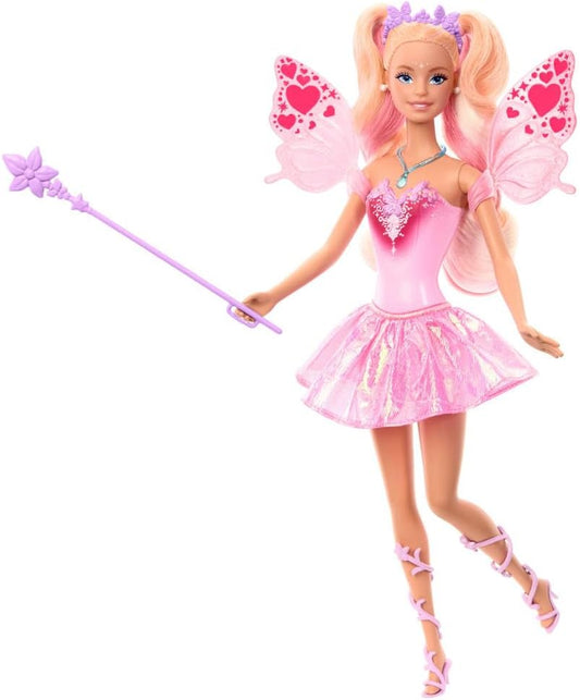 Barbie Fantasy Fairy Doll With Color-Change Wings And Outfit, includes Toy Wand With Sponge & Fashion Accessories