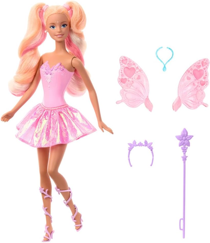 Barbie Fantasy Fairy Doll With Color-Change Wings And Outfit, includes Toy Wand With Sponge & Fashion Accessories