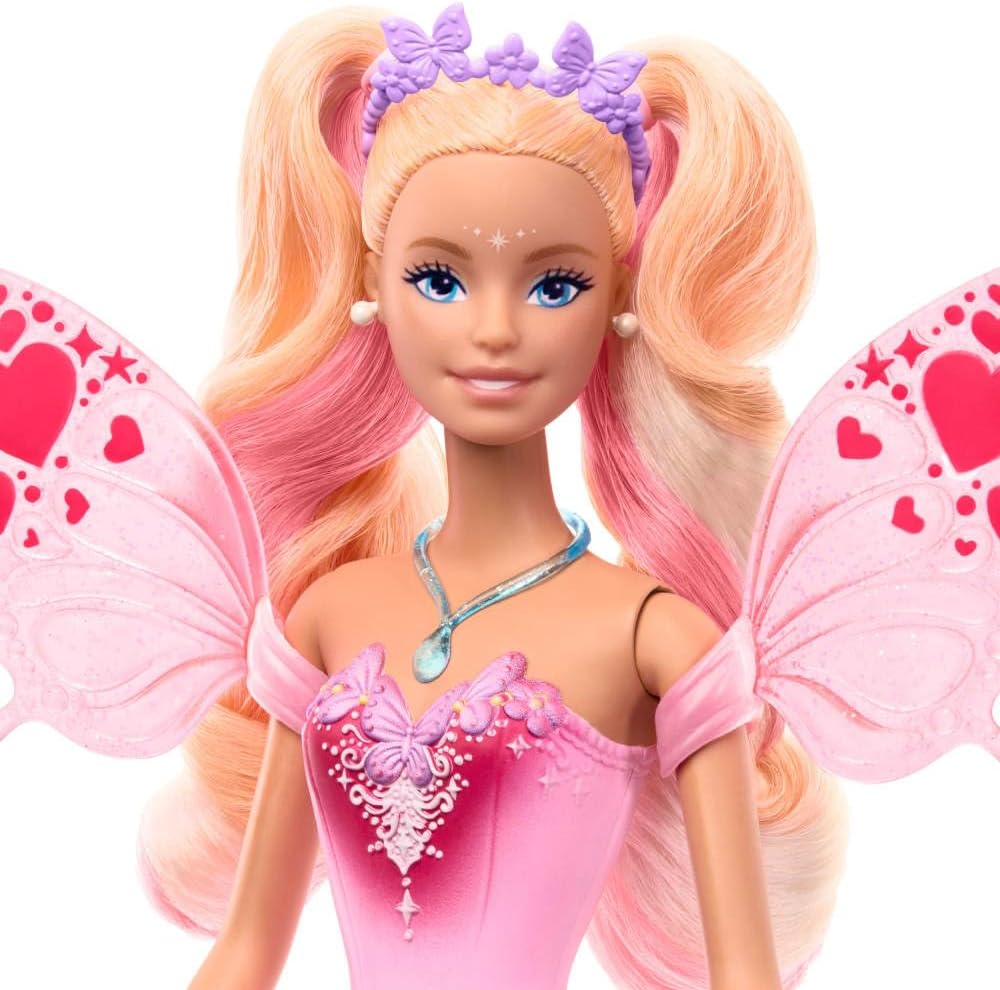 Barbie Fantasy Fairy Doll With Color-Change Wings And Outfit, includes Toy Wand With Sponge & Fashion Accessories