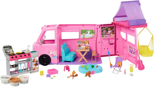 Barbie Dream Camper Playset With Roof Tent, BBQ Grill With Color-Change Feature & 60+ Accessories