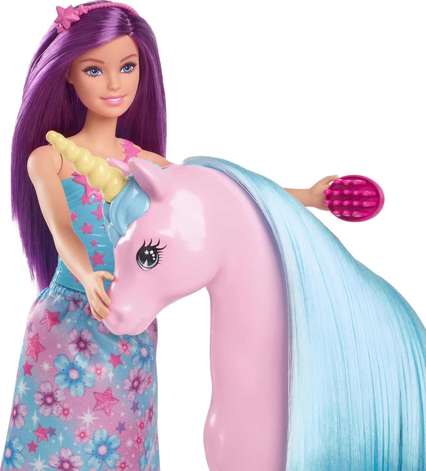 Barbie Fantasy Doll & Unicorn Toy Set - includes Saddle, Brush, & Accessories