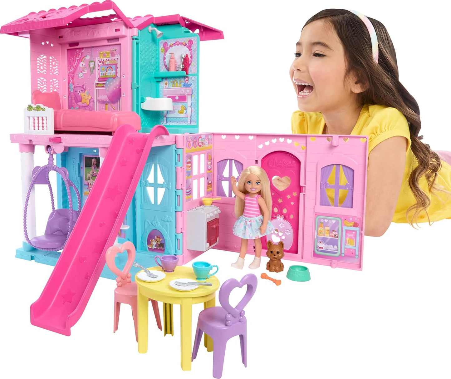 Barbie Chelsea Pop-Up Doll House With Doll & 15+ Accessories, House Expands To 17+ X 13+ inches
