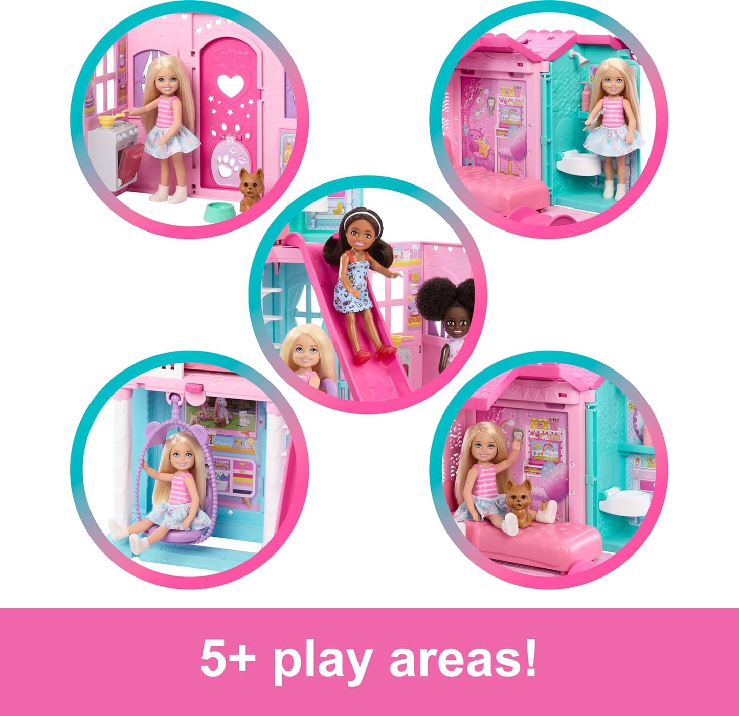 Barbie Chelsea Pop-Up Doll House With Doll & 15+ Accessories, House Expands To 17+ X 13+ inches