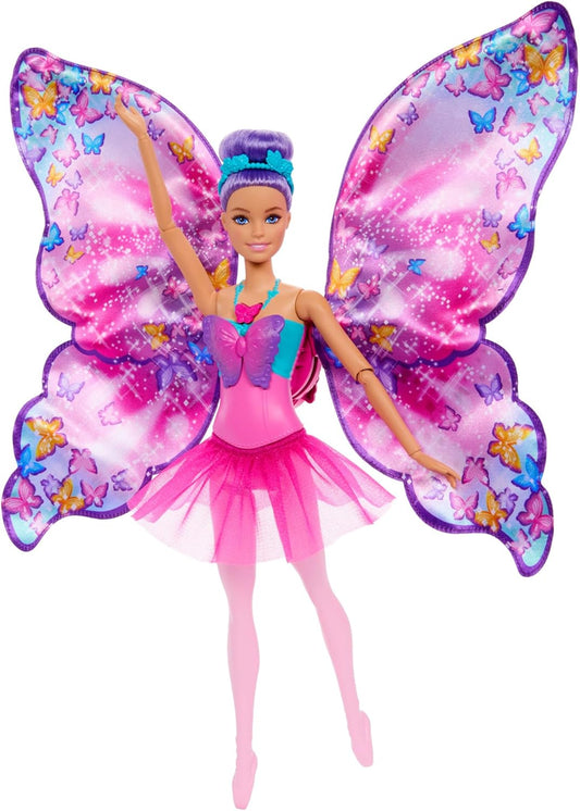 Barbie Dance And Flutter Doll With 2-in-1 Transformation From Dancer To Butterfly, Purple Hair
