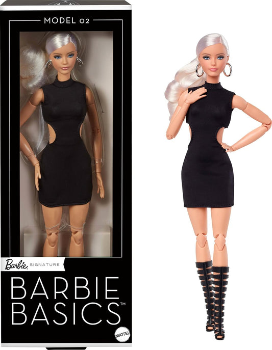 Barbie Basics Collectible Doll, Model 02 With Blonde Hair in Black Dress & Gladiator Boots