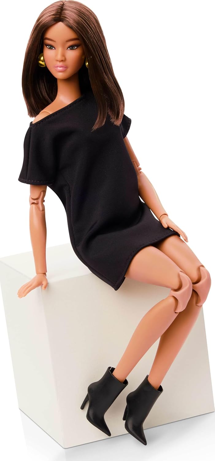 Barbie Basics Collectible Doll, Model 01 With Brunette Hair in Black Dress & Pointed Booties