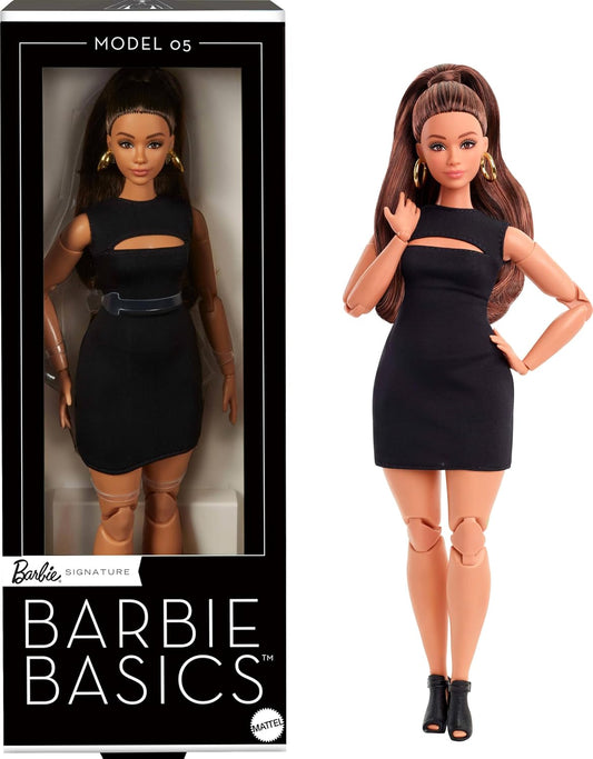 Barbie Basics Collectible Doll, Model 05 With Brunette Hair, Black Dress & Heels