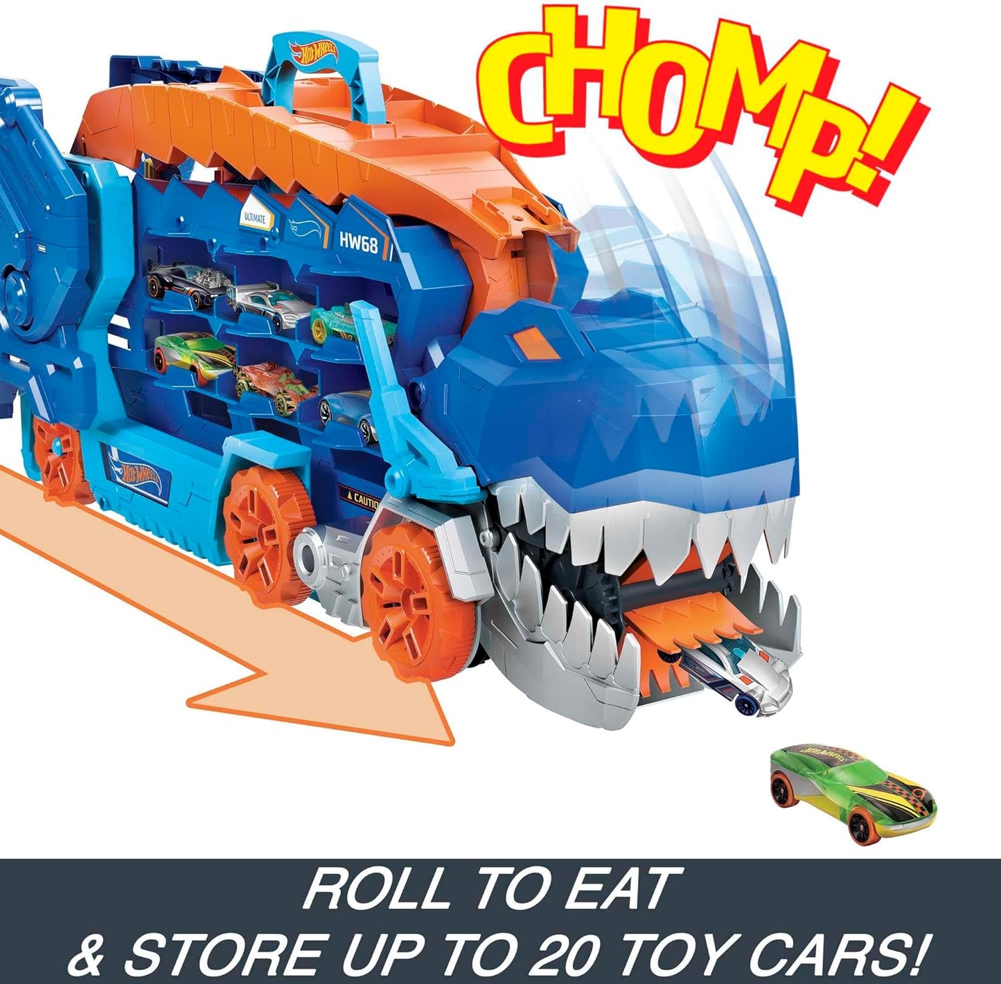 Hot Wheels City Ultimate T-Rex Transporter, Hauler Transforms into A Dino, Featured in ÒLet's RaceÓ
