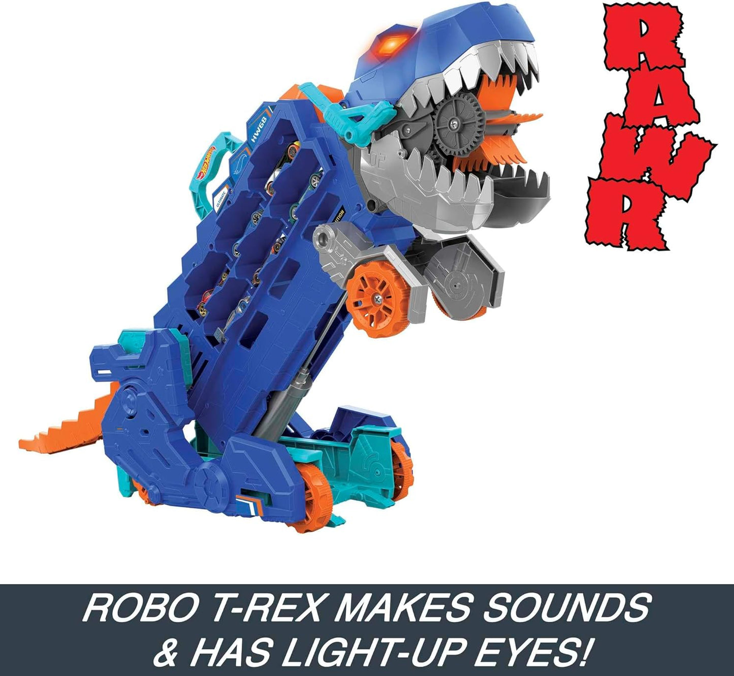 Hot Wheels City Ultimate T-Rex Transporter, Hauler Transforms into A Dino, Featured in ÒLet's RaceÓ