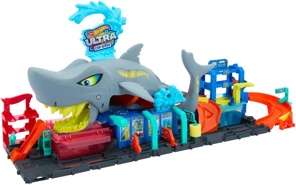 Hot Wheels City Ultra Shark Car Wash With Color Reveal Toy Car in 1:64 Scale