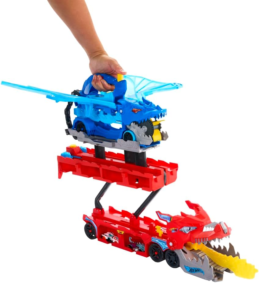 Hot Wheels City Hot Wheels Ultimate Dual Dragon Transporter & 2 1:64 Scale Toy Cars