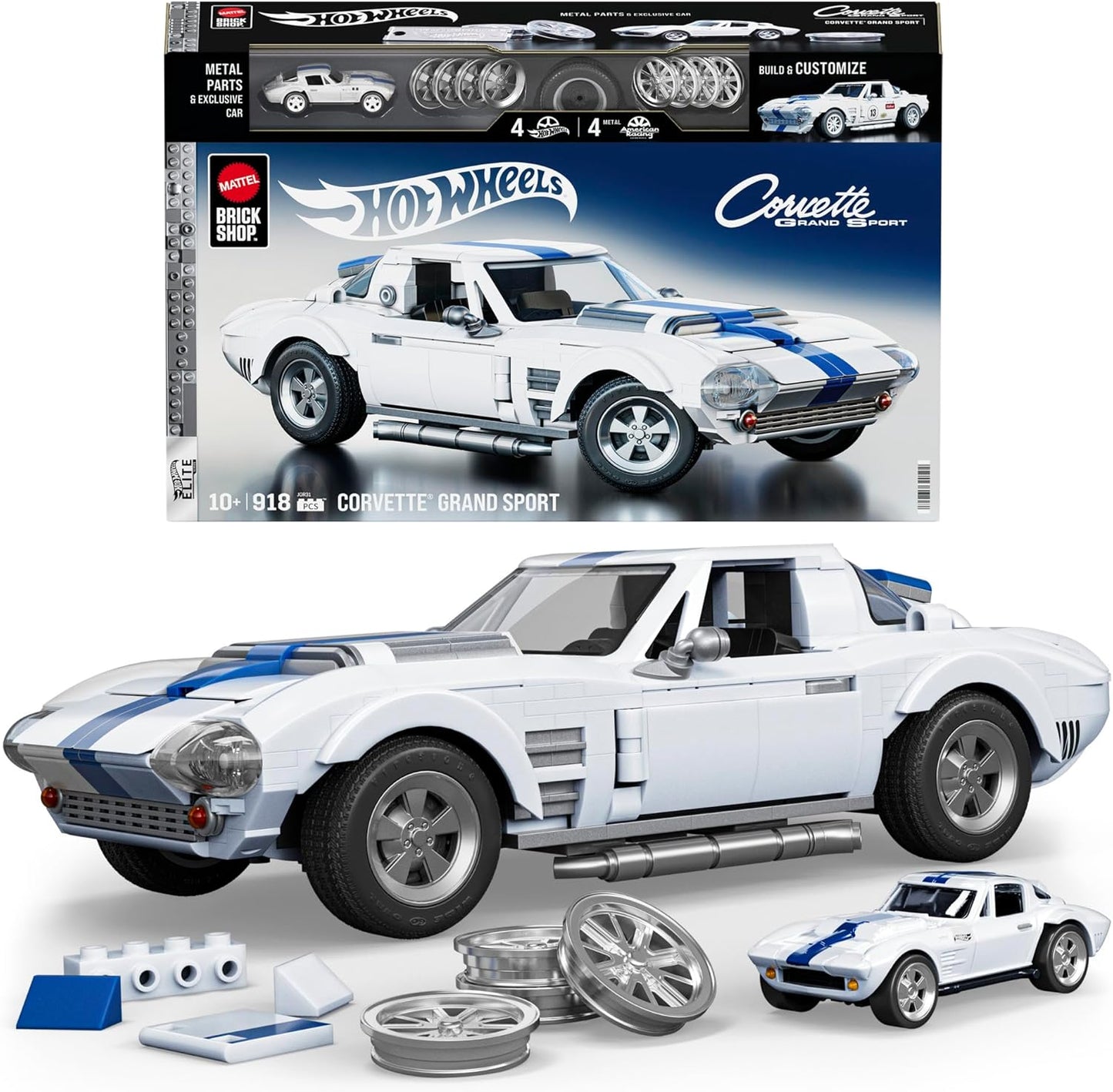 Hot Wheels Corvette Grand Sport Building Toy Kit (918 Pieces), for Collectors