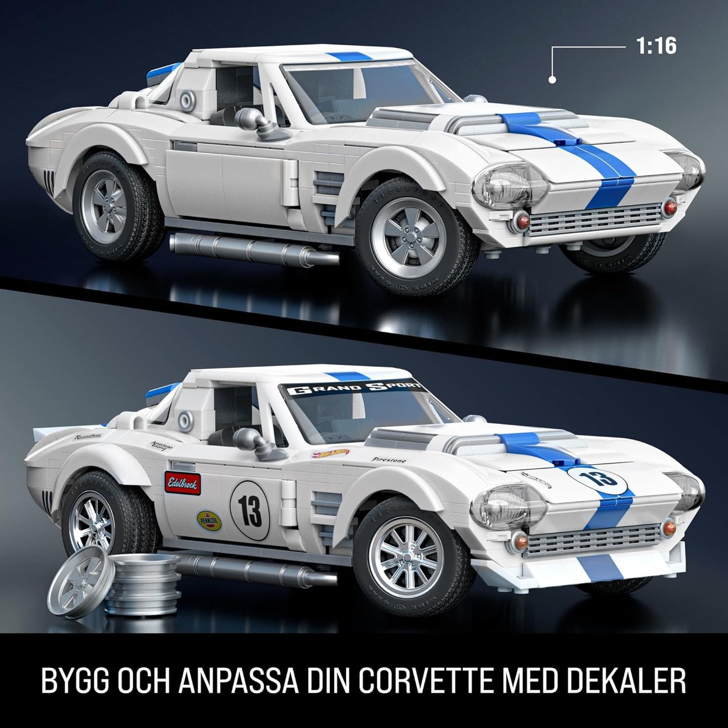 Hot Wheels Corvette Grand Sport Building Toy Kit (918 Pieces), for Collectors