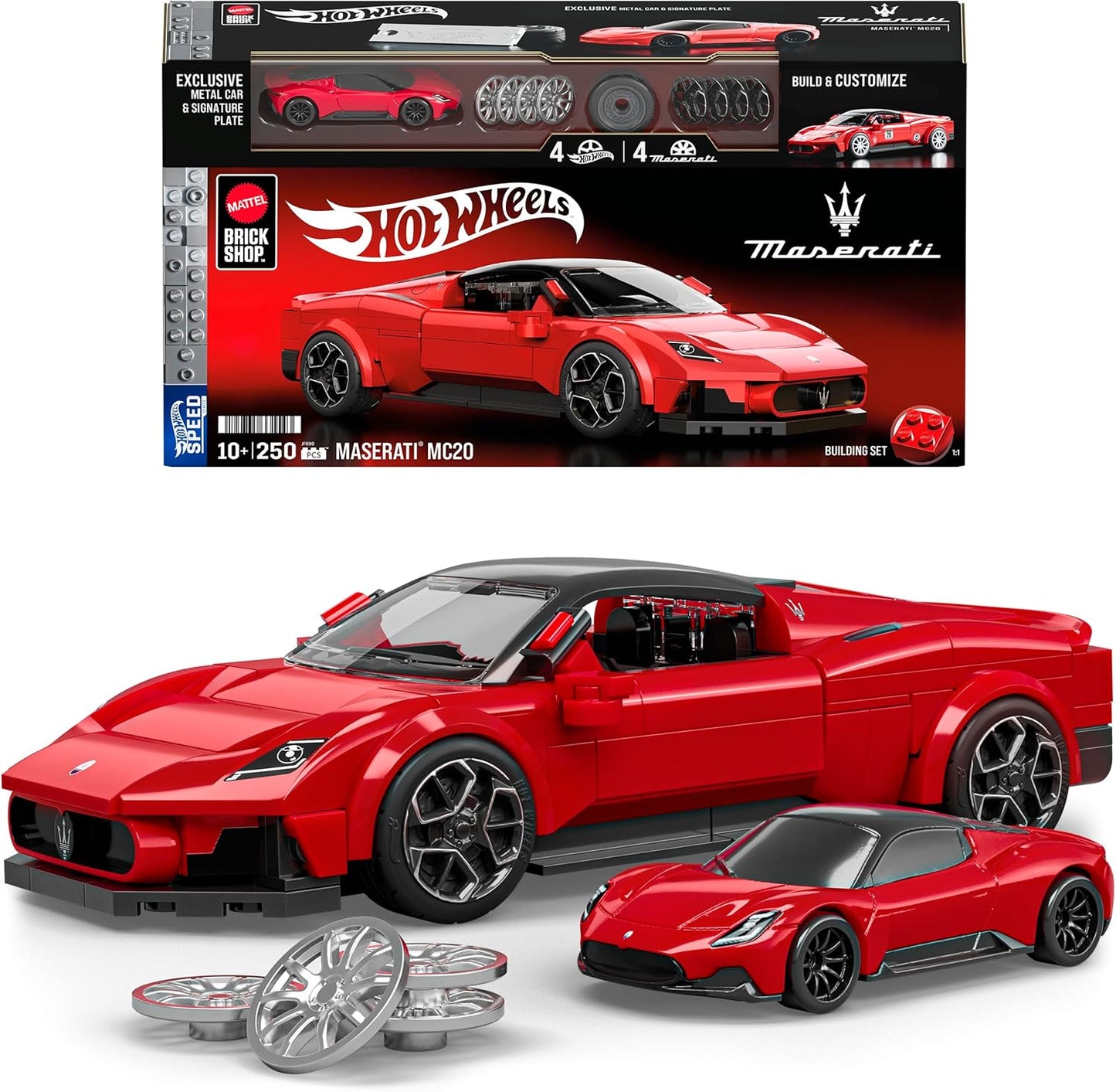 Hot Wheels Maserati MC20 Building Toy Kit (250 Pieces), for Collectors
