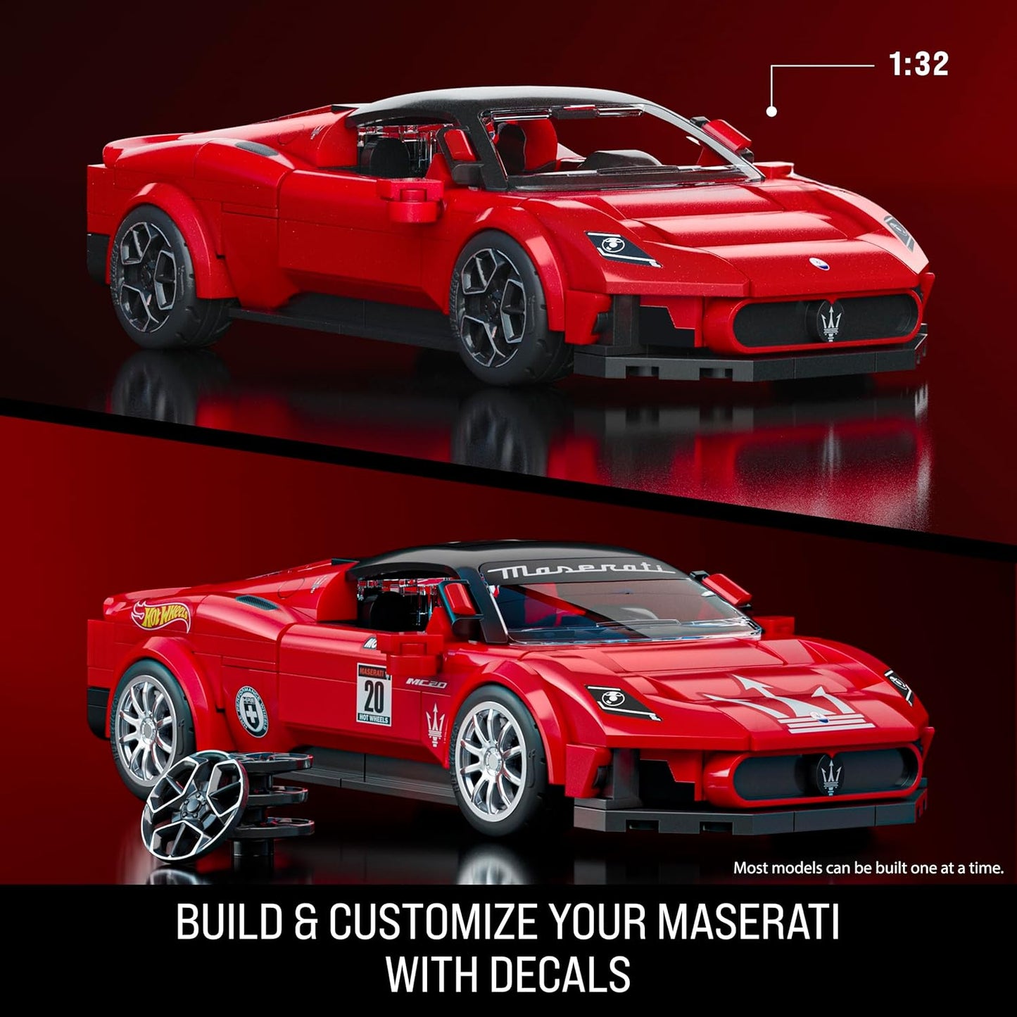 Hot Wheels Maserati MC20 Building Toy Kit (250 Pieces), for Collectors