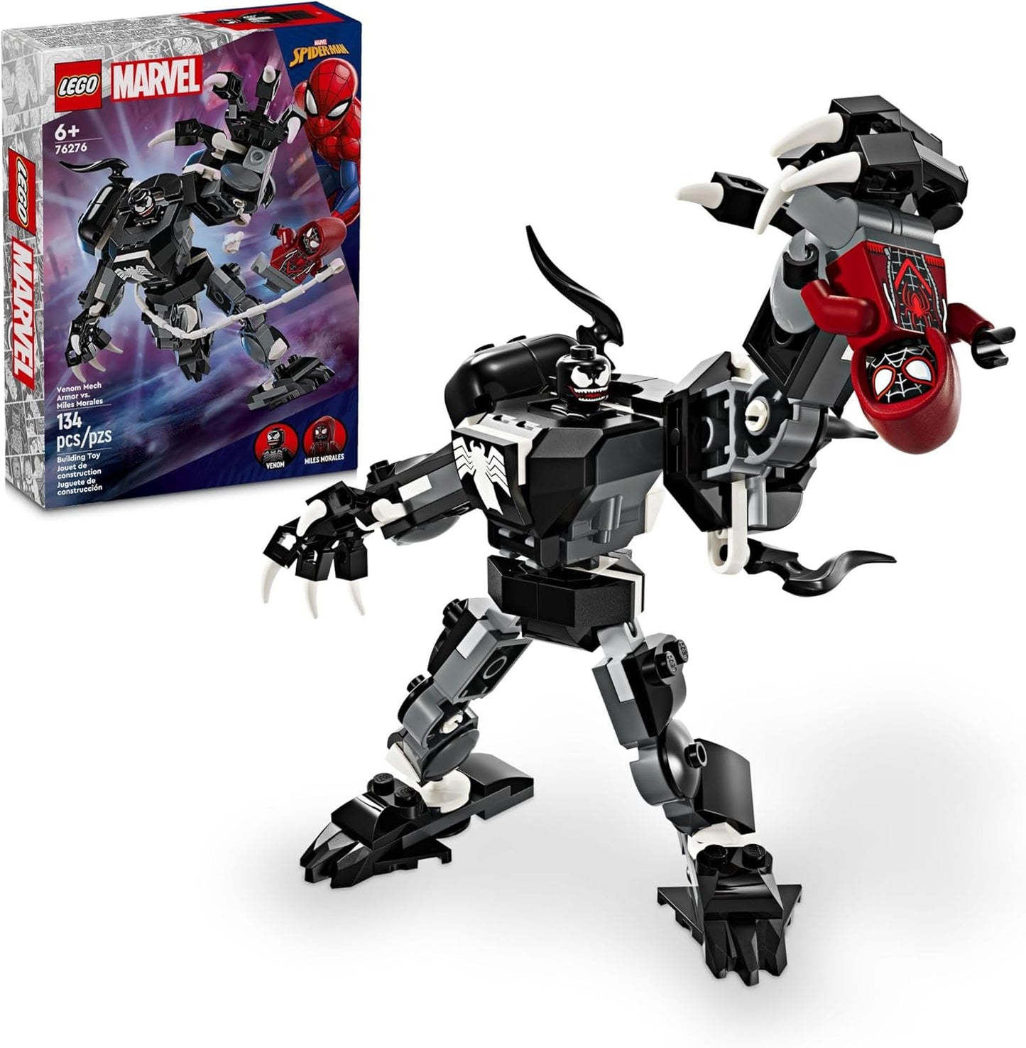 Lego Marvel Venom Mech Armor vs Miles Morales 76276