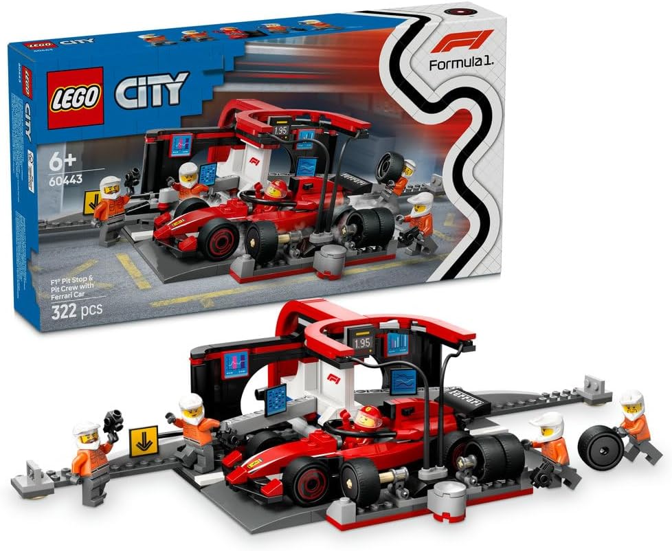 Lego City F1???? Pit Stop & Pit Crew with Ferrari Car 60443