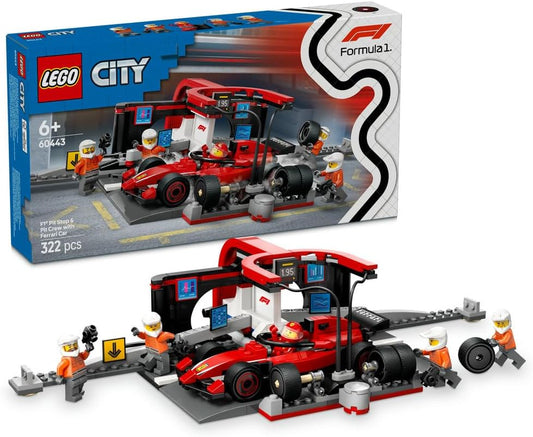 Lego City F1???? Pit Stop & Pit Crew with Ferrari Car 60443