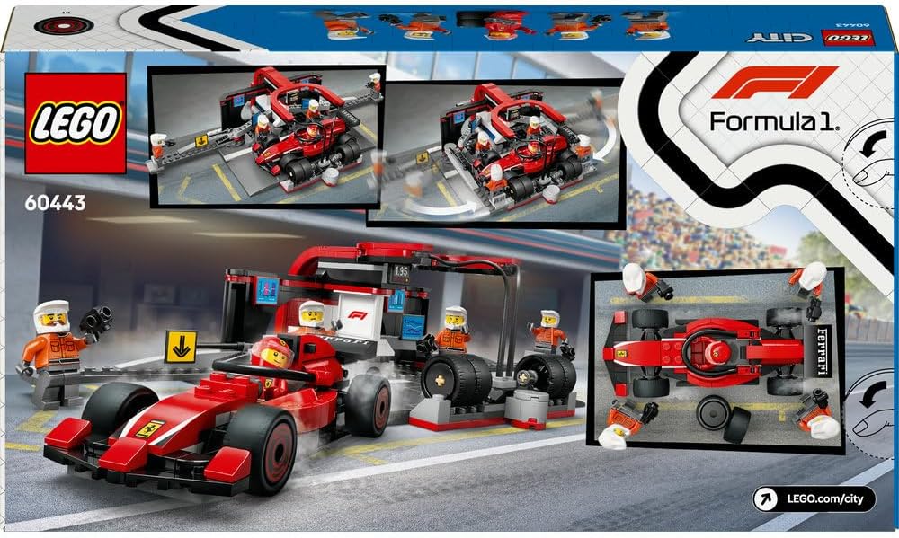 Lego City F1???? Pit Stop & Pit Crew with Ferrari Car 60443