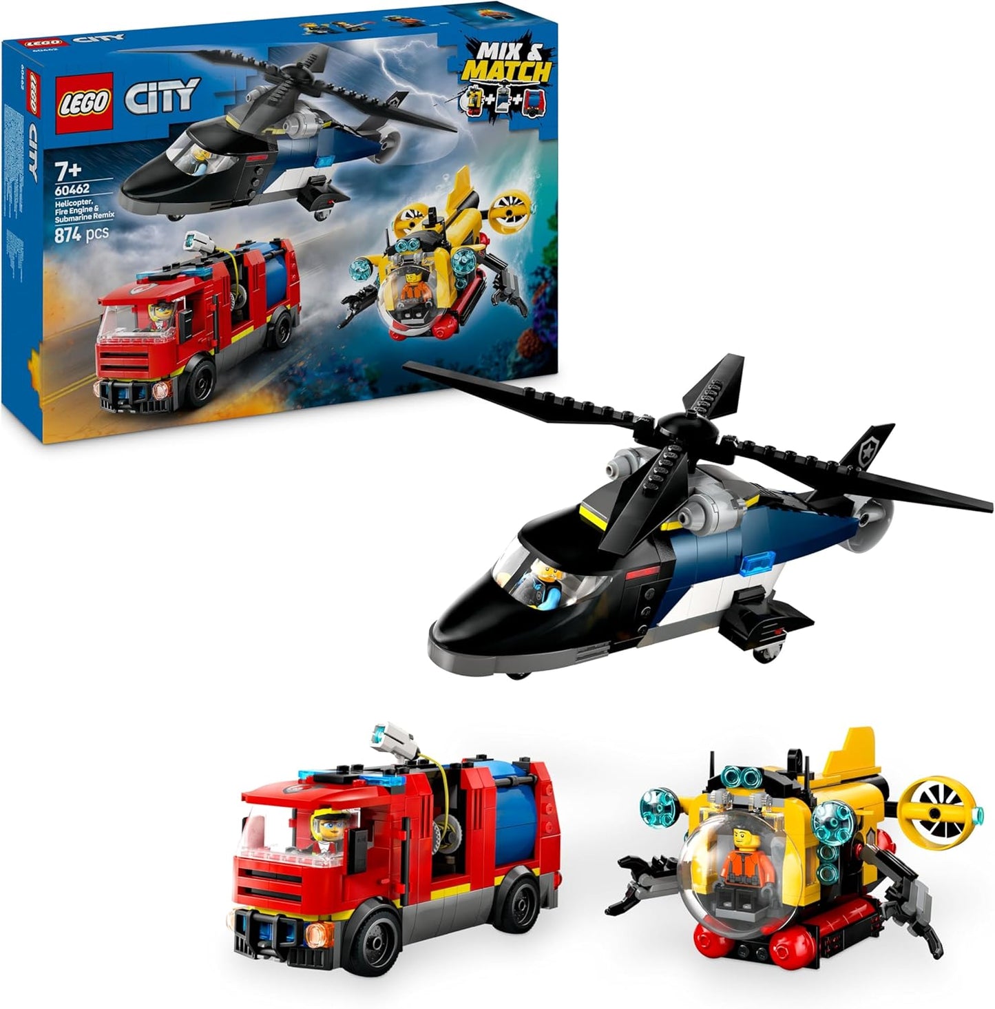 Lego City Helicopter, Fire Truck & Submarine Remix 60462
