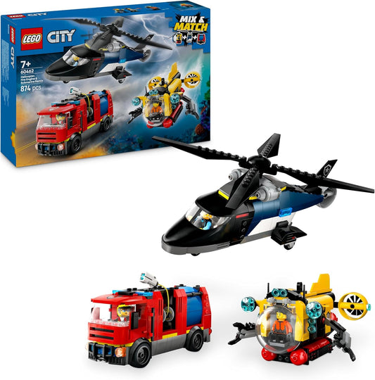 Lego City Helicopter, Fire Truck & Submarine Remix 60462
