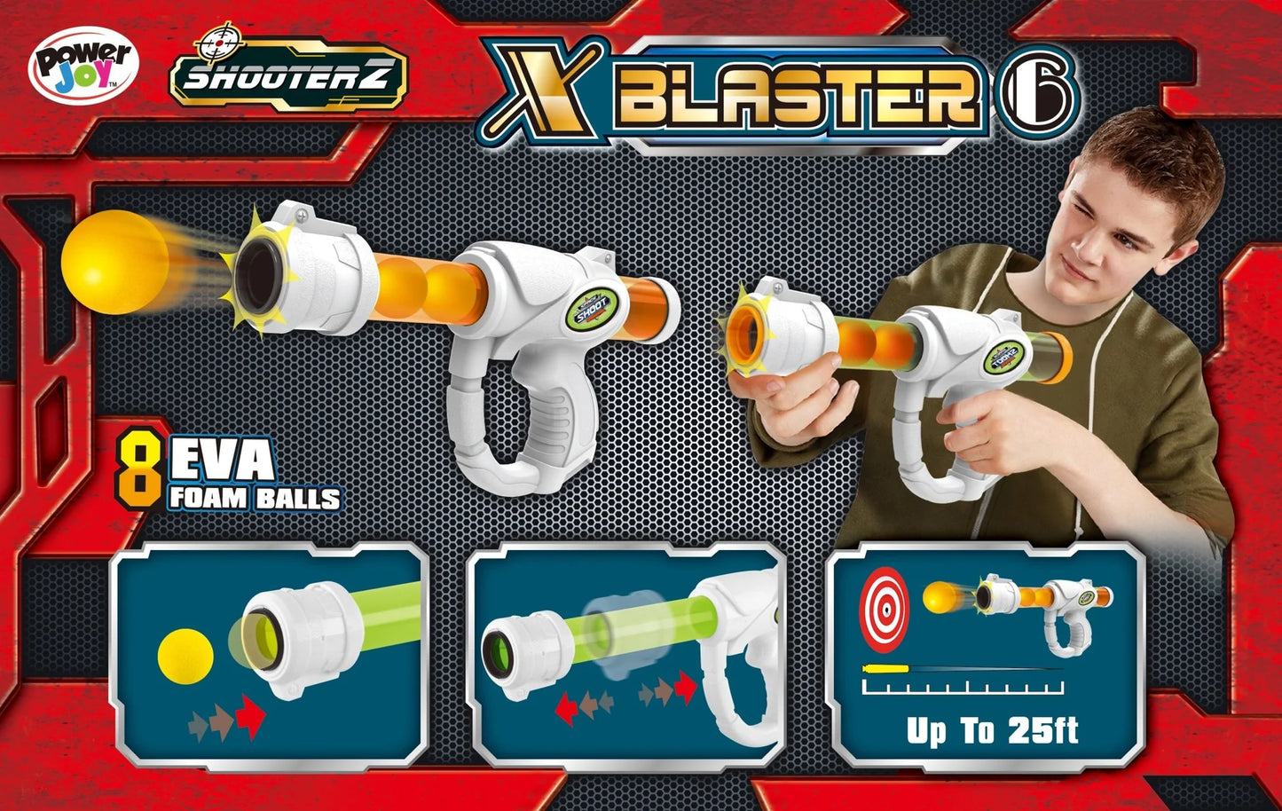 Power Joy Shooterz X Blaster 6 | 8-Piece EVA Foam Balls (Styles Vary)